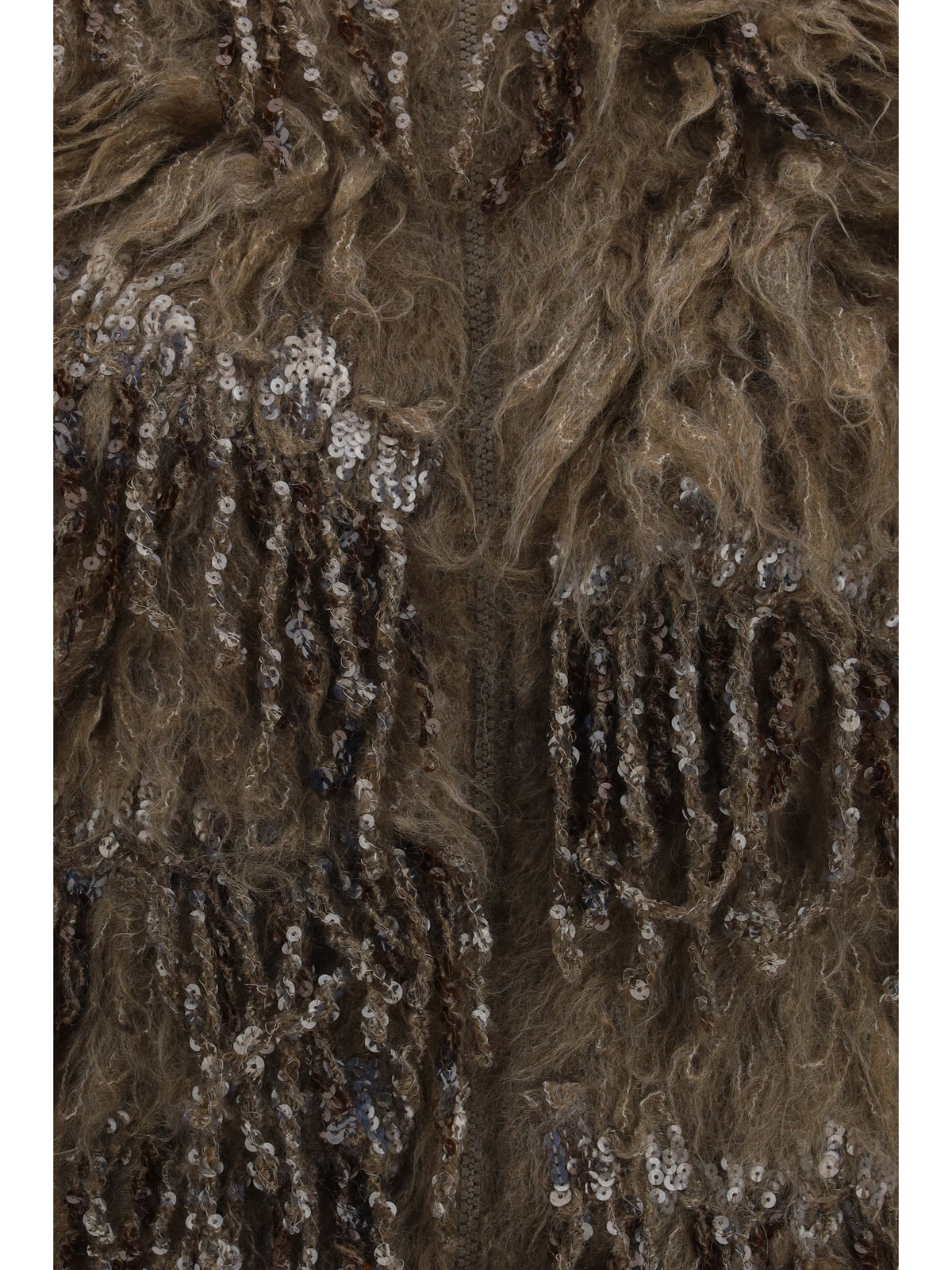 Brunello Cucinelli Mohair-blend sequin zip Cardigan - Beige Dark
