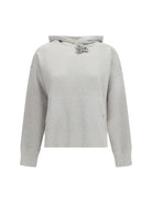 Prada Cotton fleece Hoodie with jewel brooch - Marmo