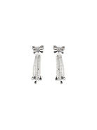 Self-Portrait Crystal Bow drop Earrings - Silver