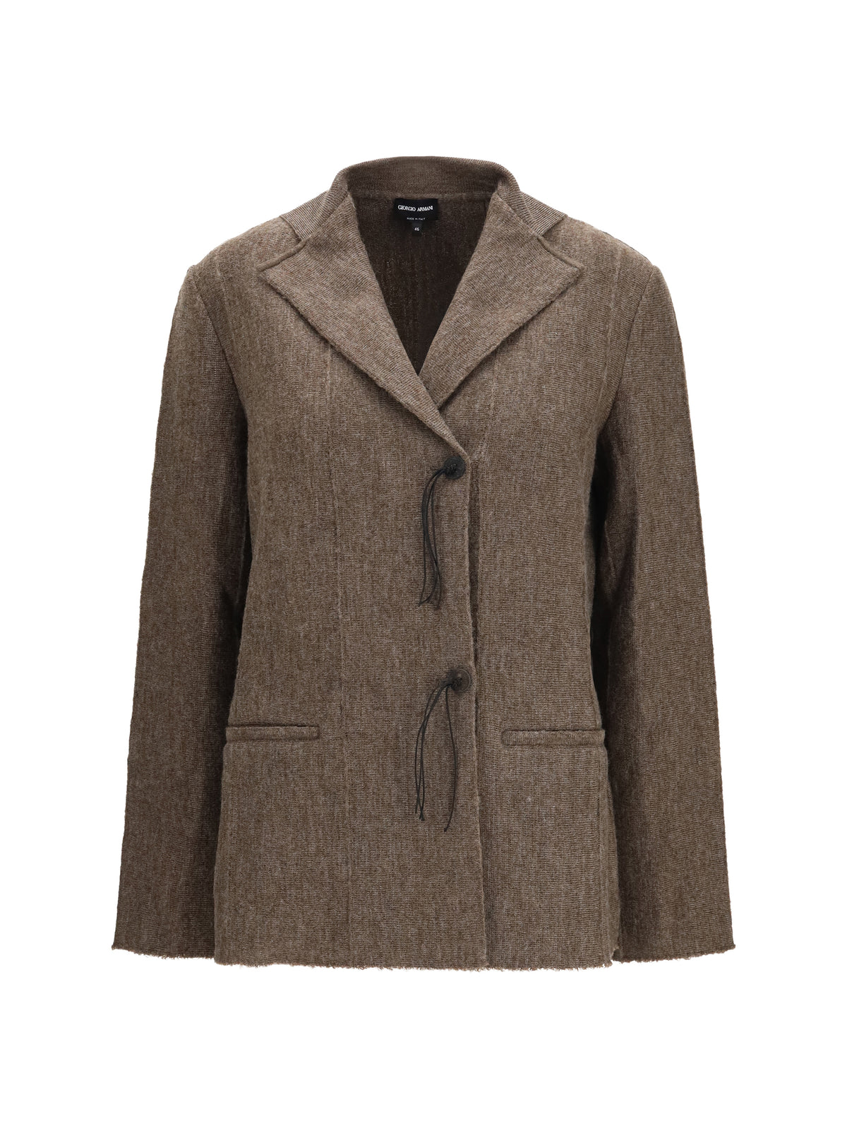 Giorgio Armani Wool jersey Jacket with leather tassels - Camel Melange