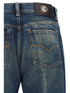 Versace Distressed straight-leg Jeans - Dirty Blue