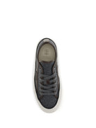 Brunello Cucinelli Suede Sneakers with Shiny Tab - Dark Grey