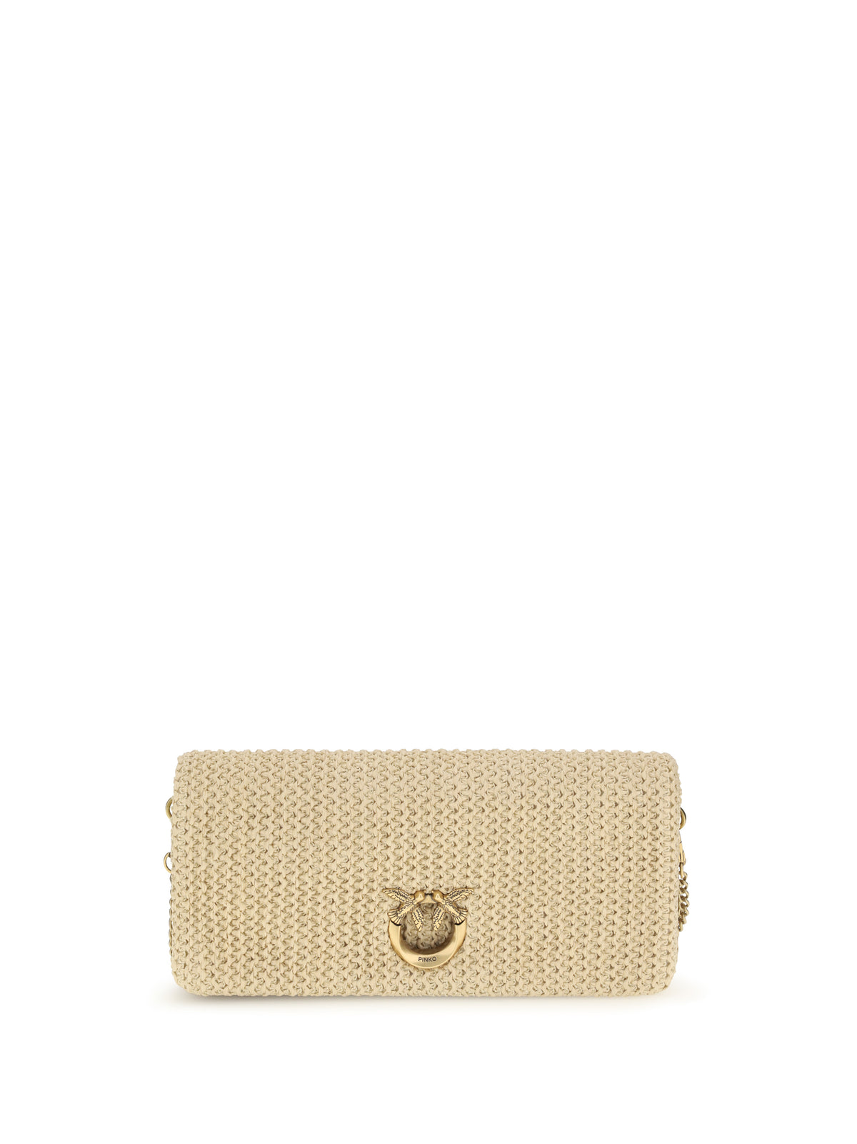 Pinko Love Bag Click Soft Horizontal Classic in raffia - Riafia/Black Antique