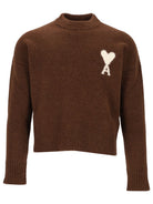Ami Crew Neck Sweater Ami De Cœur - Brown