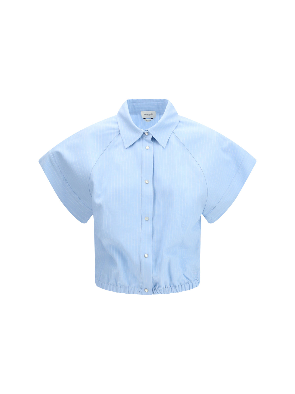 Jacob Cohen Short-sleeve Shirt in striped viscose and linen canvas - Light Blue Riga