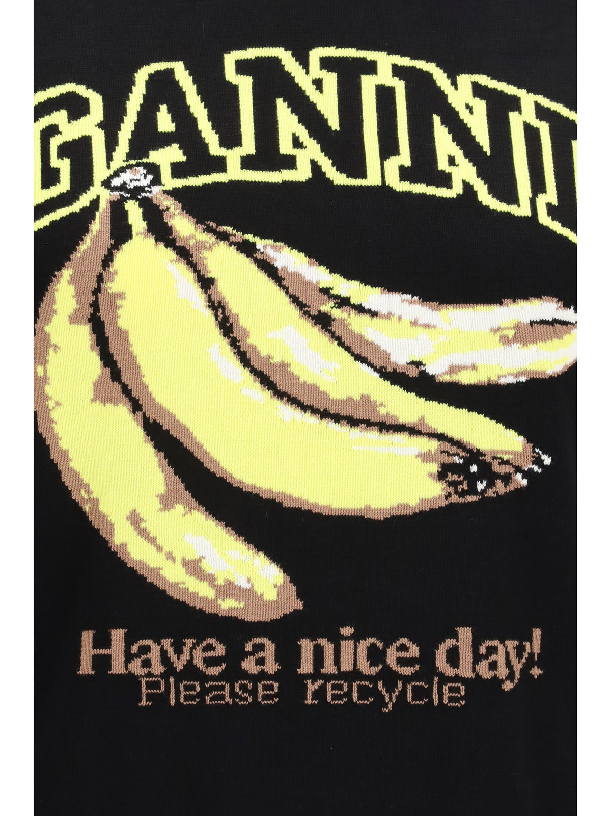 Ganni Banana-print Sweater - Black