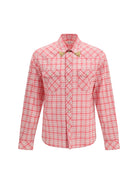 Versace Slim checked cotton poplin Shirt - Red+White+Ciclamino