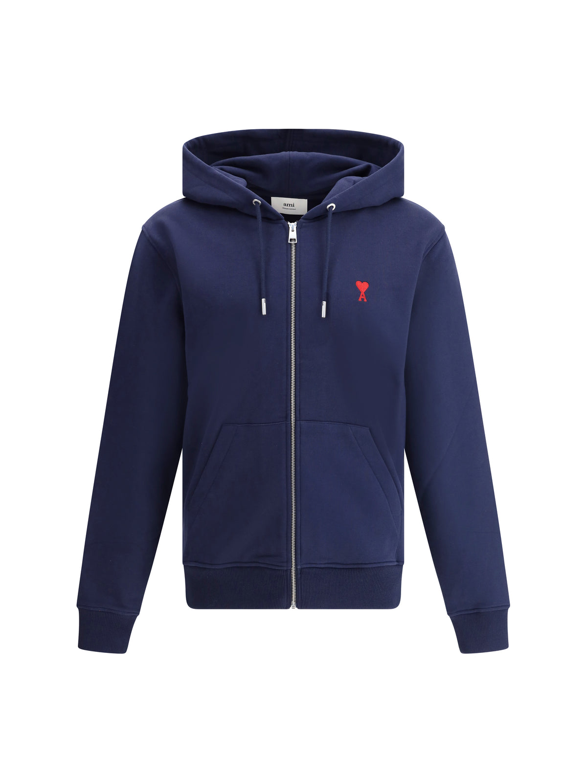 Ami Paris Logoed Hoodie - Bleu Nuit