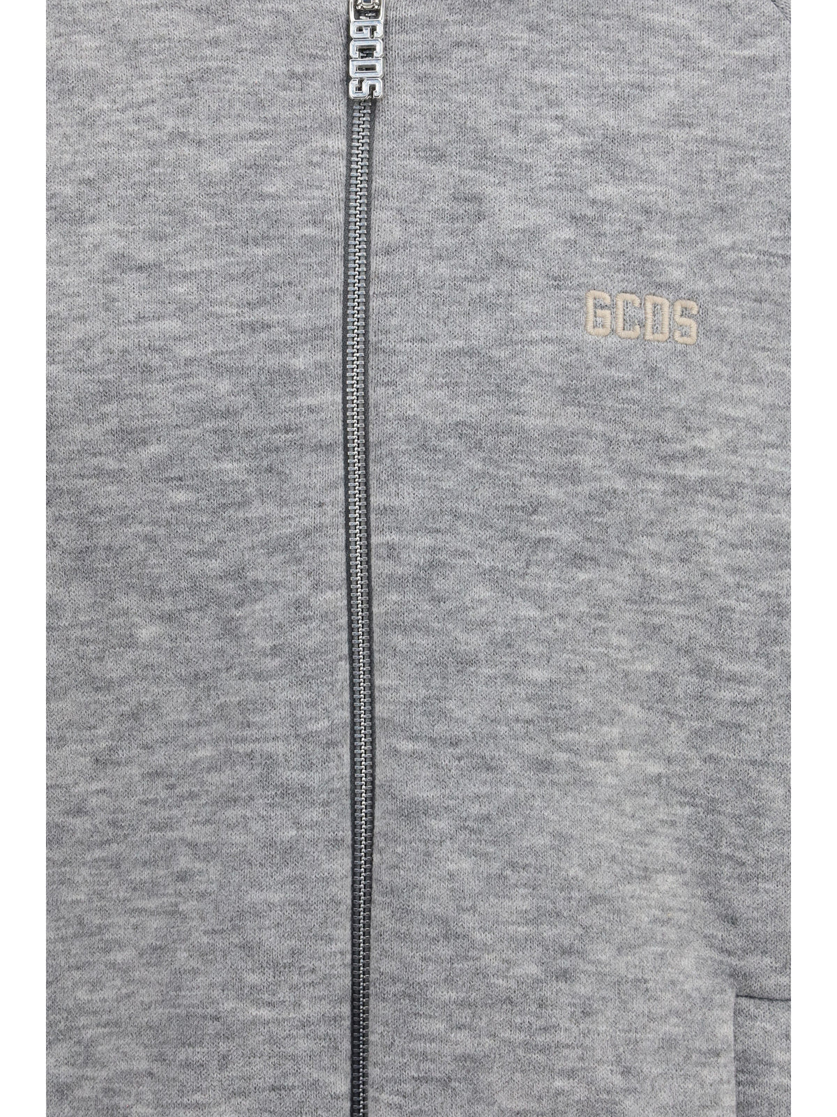 GCDS Hooded Sweatshirt with back logo - Frost Gray/Taupe