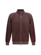 Brunello Cucinelli Vanisé cashmere rib-knit zip Cardigan - Borgogna+Roccia