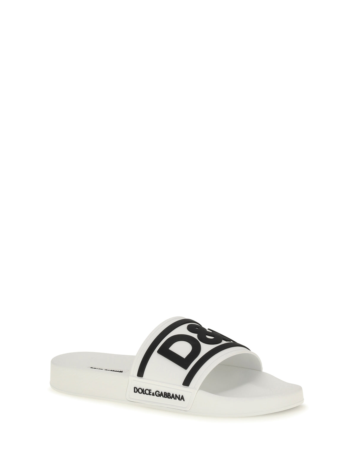 Dolce & Gabbana Logo Slide Sandals - White/Black