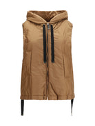 Max Mara The Cube Hooded padded Vest in water repellent canvas - Caramel