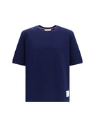 Thom Browne Jersey T-shirt with ribbed cuffs - Navy