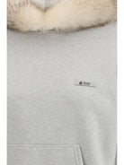 Prada Hoodie features a hood lined in shearling - Grey Melange