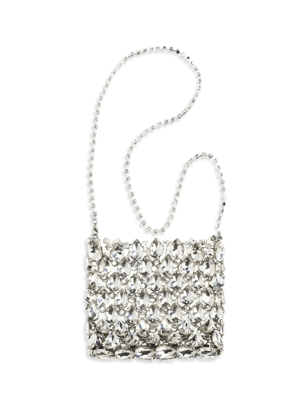 Self-Portrait Crystal mesh Pouch - Silver