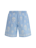 Alexander McQueen Skull-print swim Shorts - Ice Blue/White