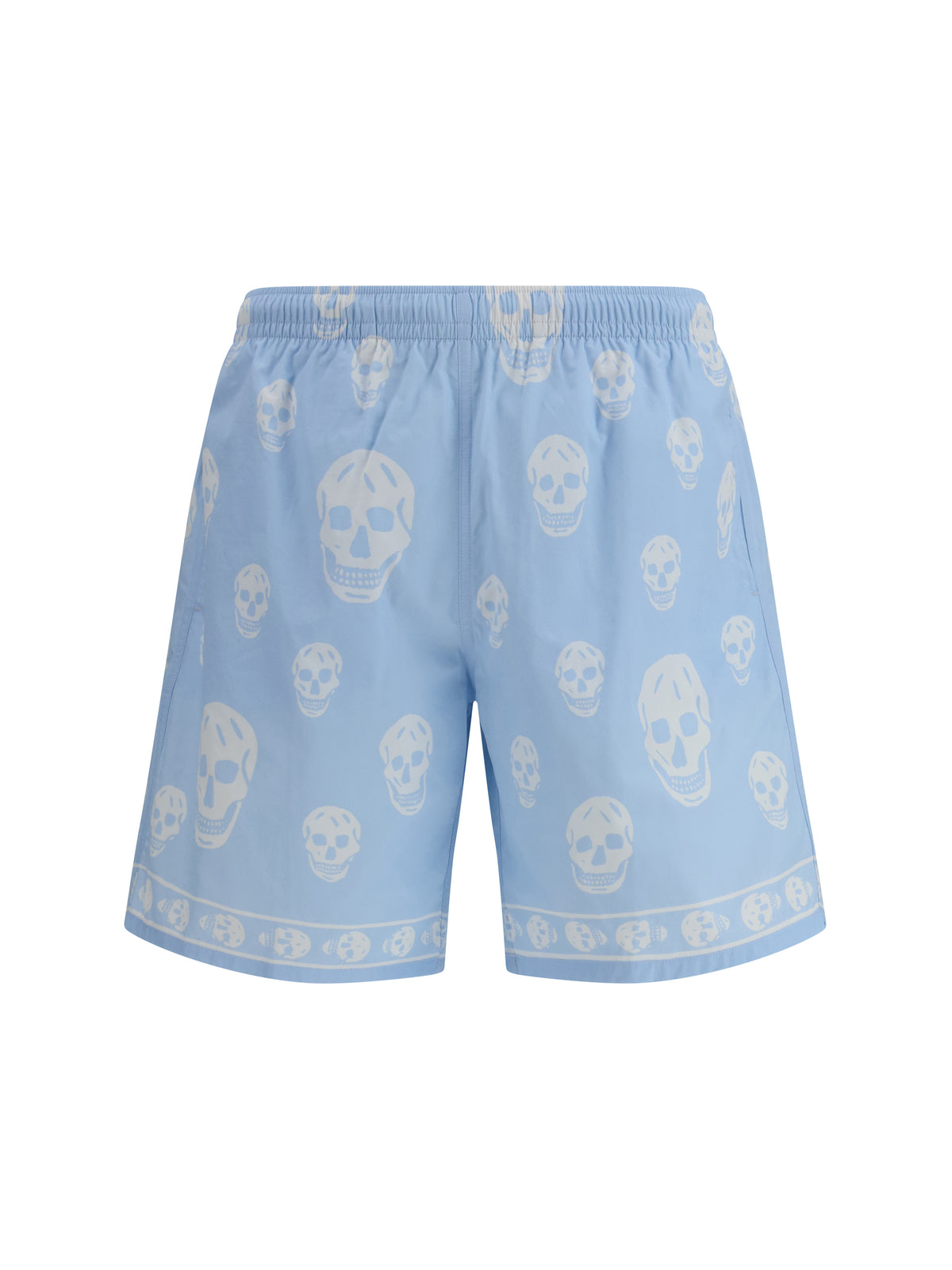 Alexander McQueen Skull-print swim Shorts - Ice Blue/White