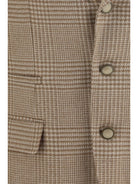 Brunello Cucinelli Single breasted checked Blazer - Camel