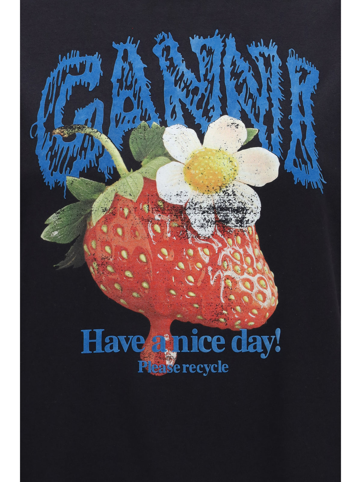 Ganni Strawberry cotton T-shirt - Phantom
