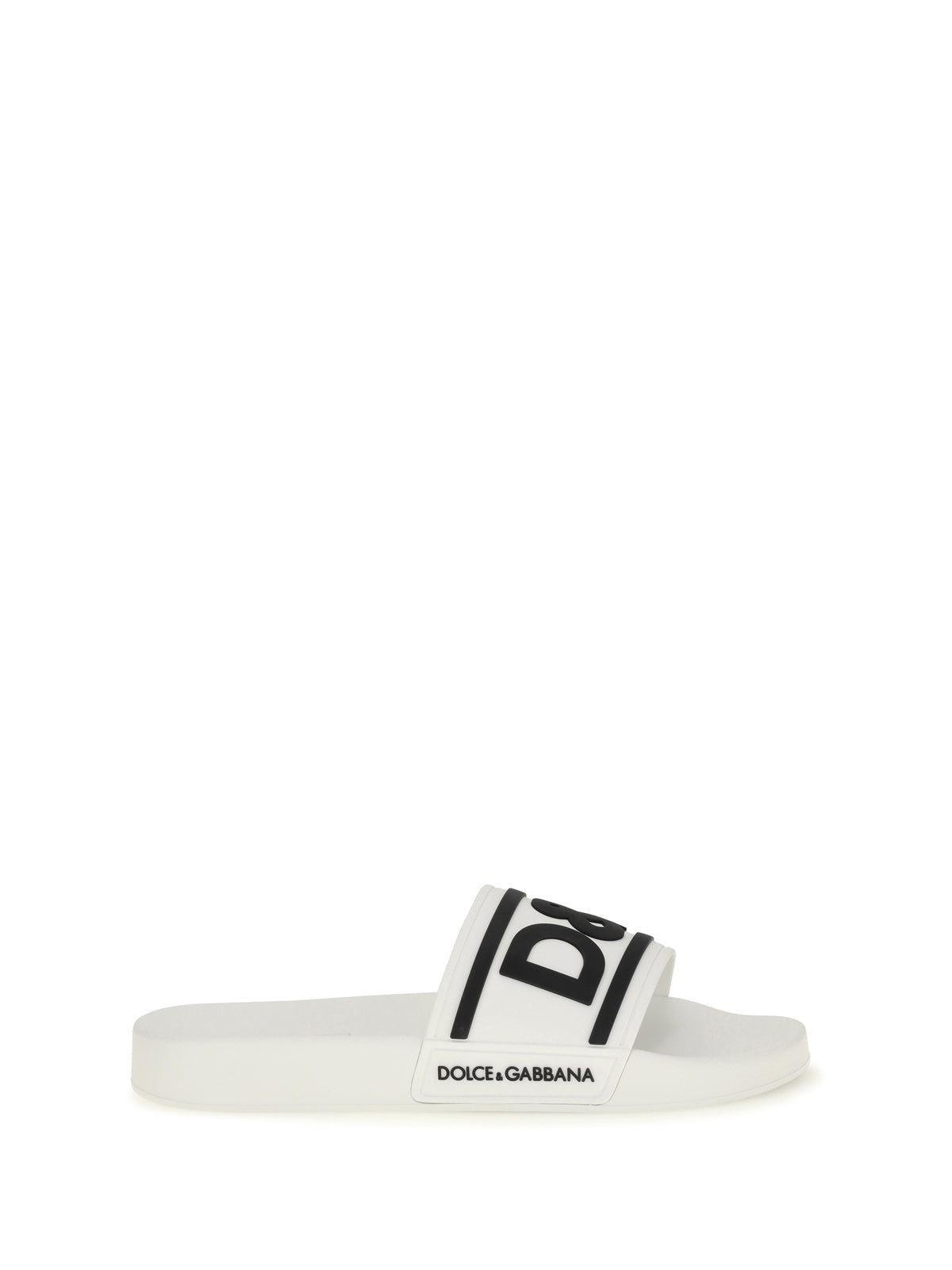 Dolce & Gabbana Logo Slide Sandals - White/Black