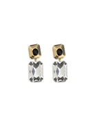 Alessandra Rich Clip-on Earrings with crystal drop - Black-Cry-Gold