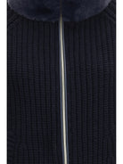 Herno High-neck fur Jacket - Blue Navy