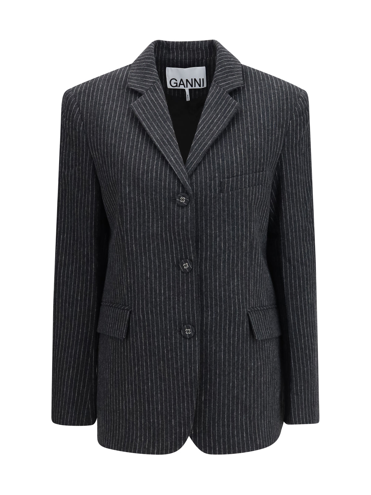 Ganni Pinstripe wool Blazer - Phantom