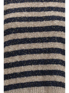 Brunello Cucinelli Cashmere and wool striped Sweater with lurex - Brown+Blu