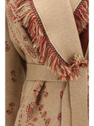 Alanui Icon jacquard Cardigan with belt - Camel/Multi