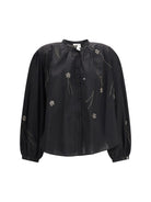 Forte_forte Fleurs d’Orient embroidered voile bohemian Shirt - Black