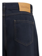 Max Mara Studio Baggy Pants in pure cotton satin - Blue