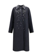 Prada Single-breasted mouliné Prince of Wales and embroidered twill Coat - Nero+Agave