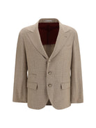 Brunello Cucinelli Single breasted checked Blazer - Camel