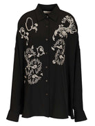 Dries Van Noten Oversized Shirt With Crystals - Black