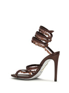 Rene Caovilla Chandelier Sandals in satin - Fondant Satin/Burgundy