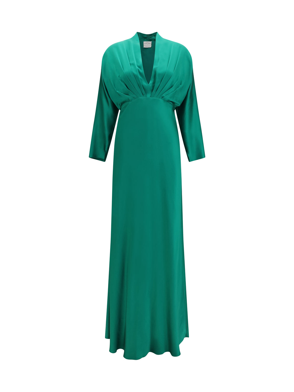 Forte_forte Silk satin Long Dress with royal V-neck