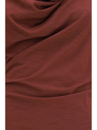 Brunello Cucinelli Techno wool jersey Draped Dress with monili - Cabernet