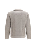 Brunello Cucinelli Marina Cardigan in English Rib Cashmere - Roccia