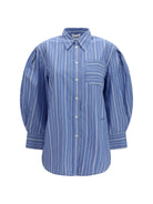 Ganni Striped cotton T-shirt - Nouvean Navy