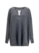 MM6 Maison Margiela Oversized V-neck Sweater - Grey Melange