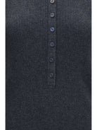 Lisa Yang Airi Henley Sweater in cotton and cashmere - Eclipse
