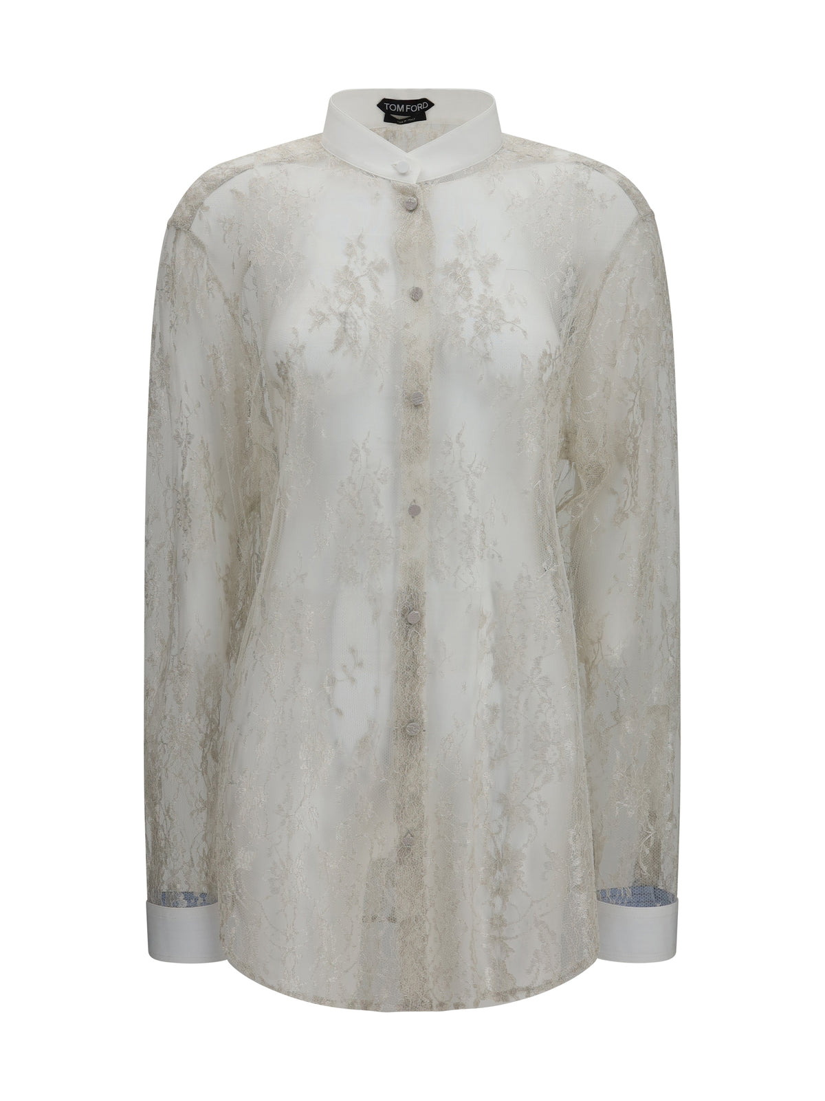 Tom Ford Lace Shirt with floral embroidery - Silver