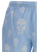 Alexander McQueen Skull-print swim Shorts - Ice Blue/White