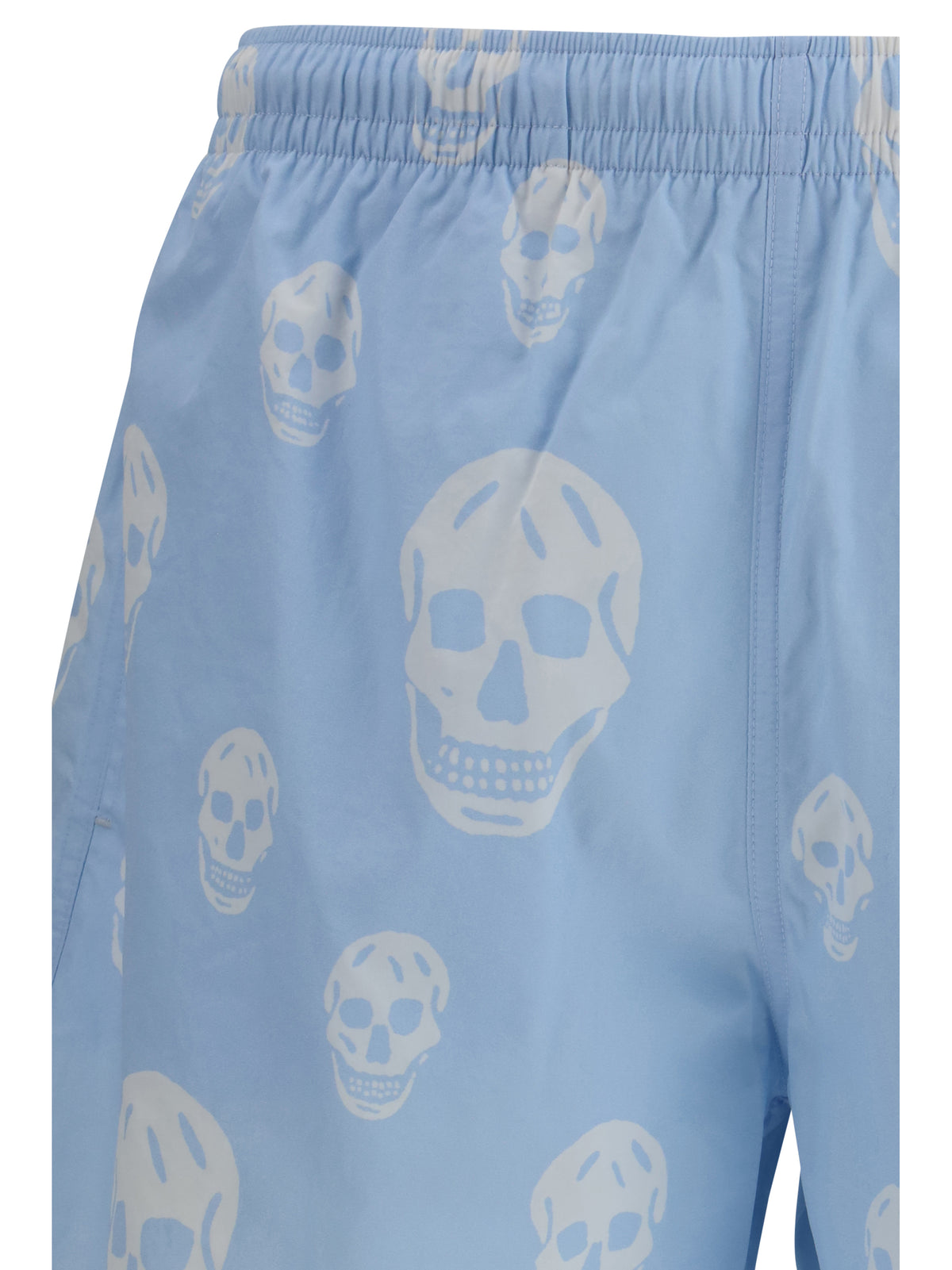 Alexander McQueen Skull-print swim Shorts - Ice Blue/White