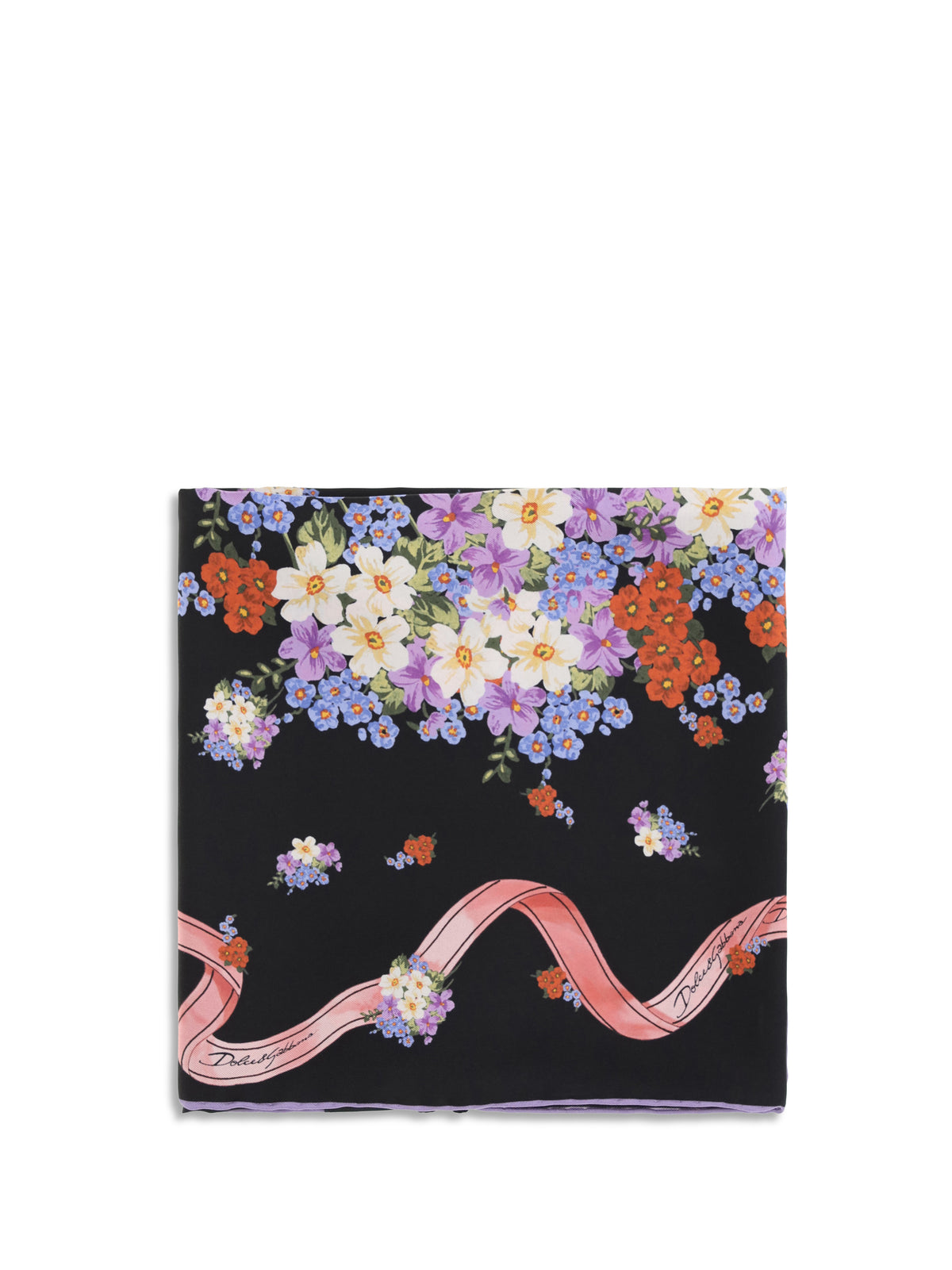 Dolce & Gabbana Silk Scarf with floral print - Fiorellini F.Nero