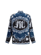 Versace Regular-fit printed silk twill Shirt - Black+Petrol Blue