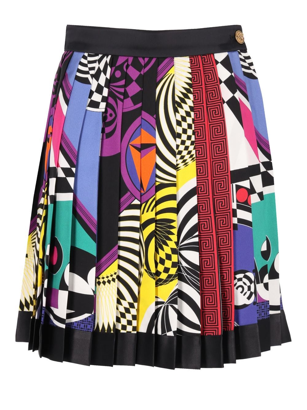 Versace Printed Silk Twill Pleated Mini Skirt - Multi