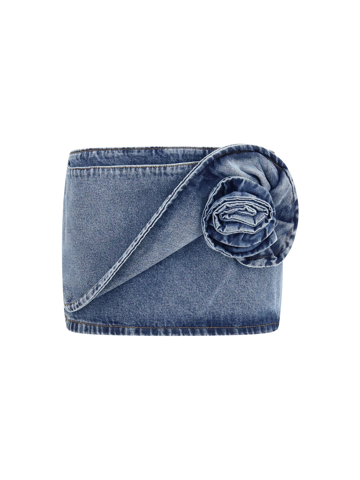 Magda Butrym Twisted floral denim Mini Skirt - Dark Blue