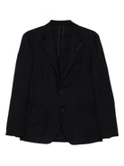 Lardini Wool Blazer With Diagonal Workmanship - Blue
