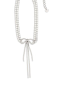 Self-Portrait Crystal double bow Choker - Silver